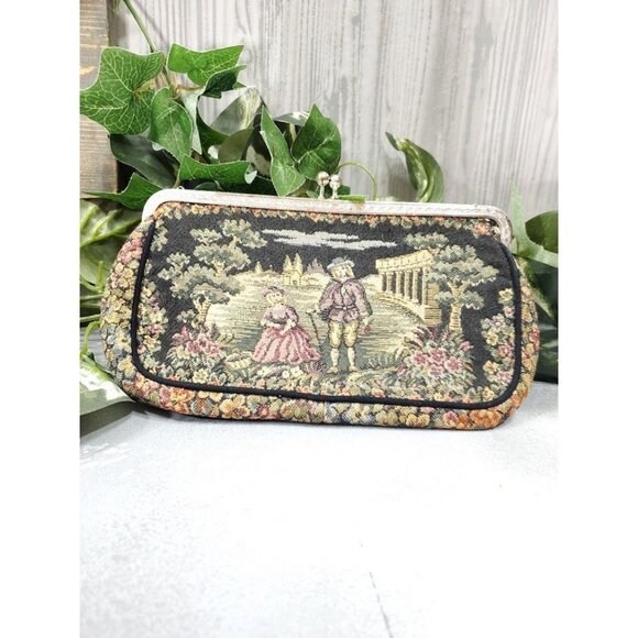 50s Clutch Vintage La Marquise Tapestry Evening Handbag Italian Lovers Summer - Picture 3 of 8